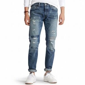 Polo Ralph Lauren “Sullivan Slim” Distressed Patchwork Jeans Size 34X30 EUC!